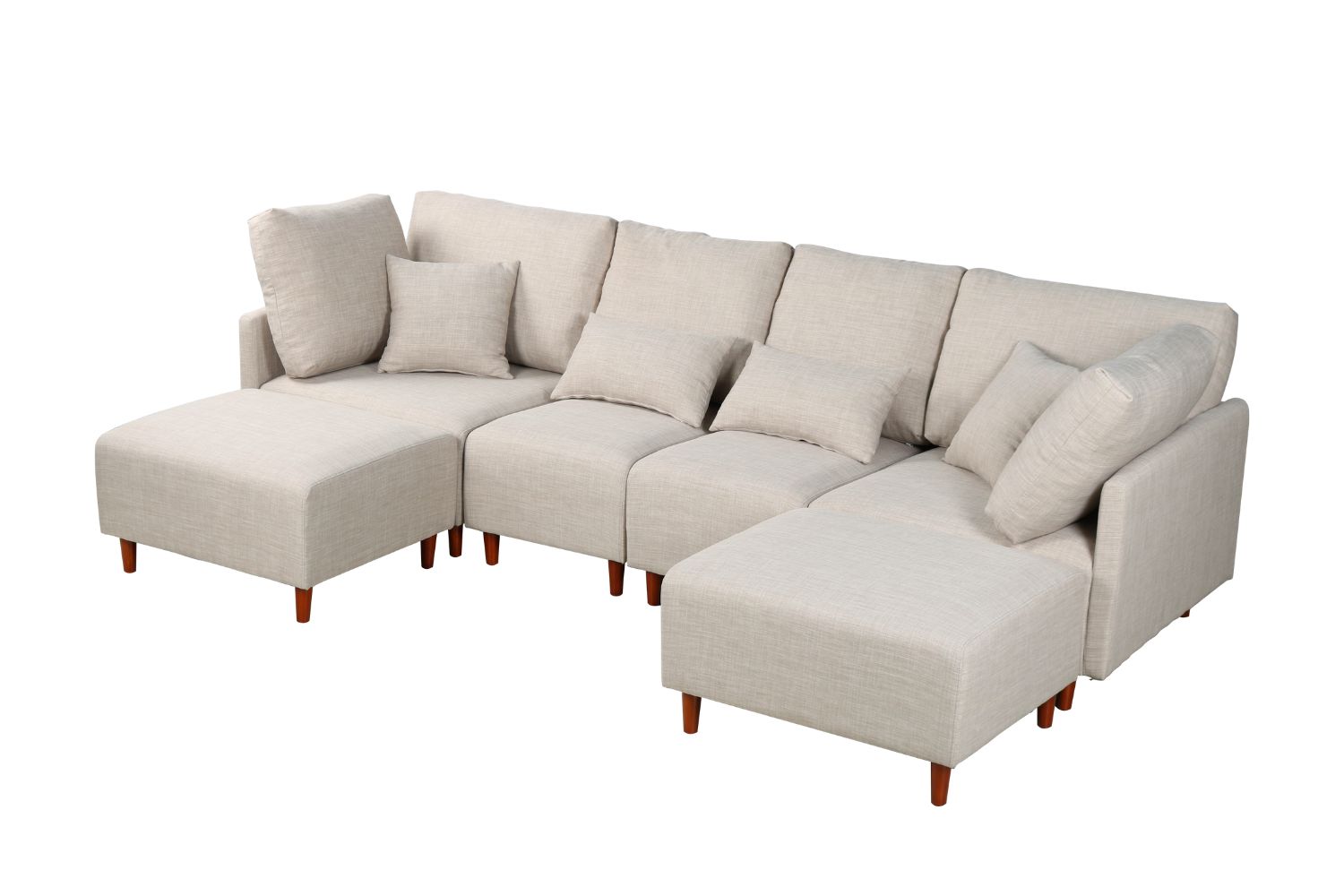 BRAYLAND Sectional Modular Fabric Sofa (Beige)