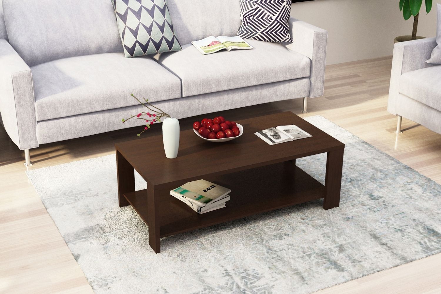 DENVER Coffee Table with Bottom Shelf (Espresso)