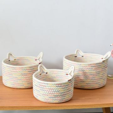 Picture of Cat Ear Shaped Cotton Rope Organizer/ Storage Basket *Multi-Color -Medium Size