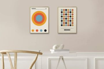 Picture of BAUHAUS CIRCLE POSTER (1919) - Wood Colour Framed Canvas Print Wall Art (80cm x 60cm)