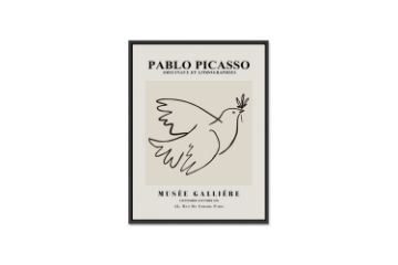 Picture of DOVE OF PEACE By Pablo Picasso - Wood Colour Framed Canvas Print Wall Art (80cm x 60cm)