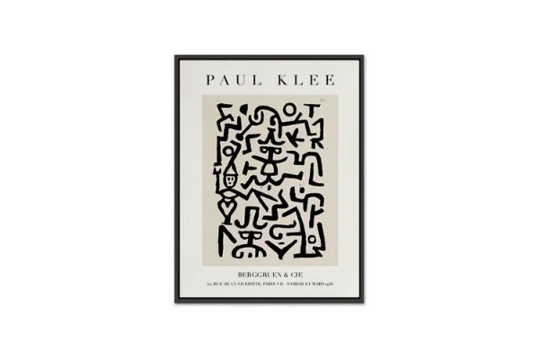 Picture of COMEDIANS HANDBILL By Paul Klee - Wood Colour Framed Canvas Print Wall Art (80cm x 60cm)