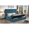 Picture of CONCODIA Queen Size Velvet Platform Bed Frame (Blue)