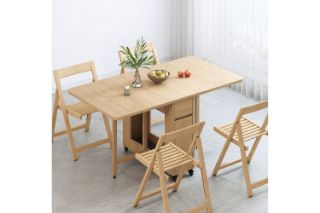 Picture of  HANSON 140 Butterfly/Foldable Dining Set (Solid Oak) - (1x) Table + (4x) Chairs