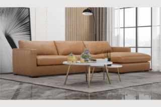 Picture of MAIA Sectional Top Vintage Leather Sofa - Chaise Facing Right