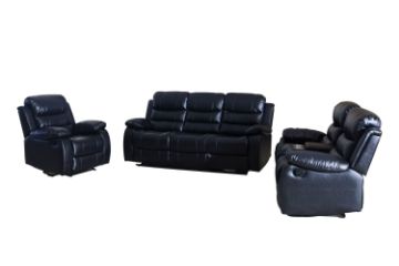 Picture of ALESSANDRO Air Leather Reclining Sofa Range (Black) - 3RR+2RRC+1R Sofa Set