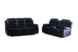 Picture of ALESSANDRO Air Leather Reclining Sofa Range (Black) - 3RR+2RRC Sofa Set