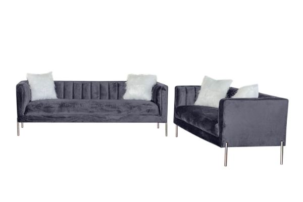 Picture of LARKIN Velvet Sofa Range (Grey) - 3+2 Sofa Set