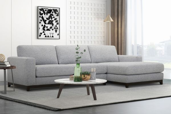 Picture of SIESTA Sectional Fabric Sofa Range (Light Grey) - Chaise Facing Right