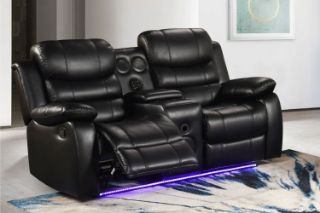 Picture of MODENA Reclining Sofa with LED & Speaker (Black) - 2 Seat (Loveseat)
