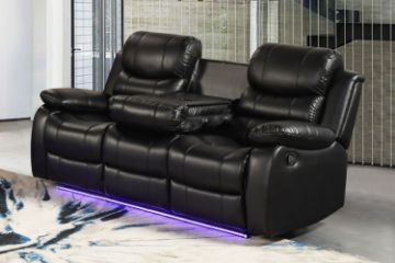 Picture of MODENA Reclining Sofa with LED (Black) - 3RR Seat (Sofa)