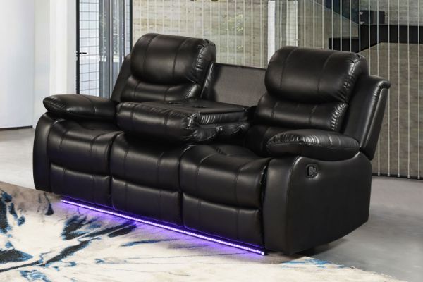 Picture of MODENA Reclining Sofa with LED (Black) - 3RR