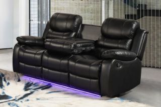 Picture of MODENA Reclining Sofa with LED & Speaker (Black) - 3RR Seat (Sofa)