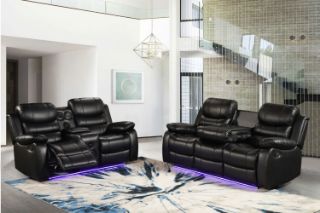 Picture of MODENA Reclining Sofa with LED & Speaker (Black) - 3RRC+2RRC Sofa Set