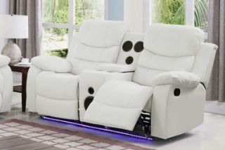 Picture of MODENA Power Reclining Sofa with LED & Speaker (White) - 2RRC