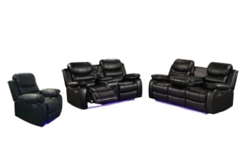 Picture of MODENA Reclining Sofa with LED & Speaker (Black) - 3RRC+2RRC+1R Sofa Set