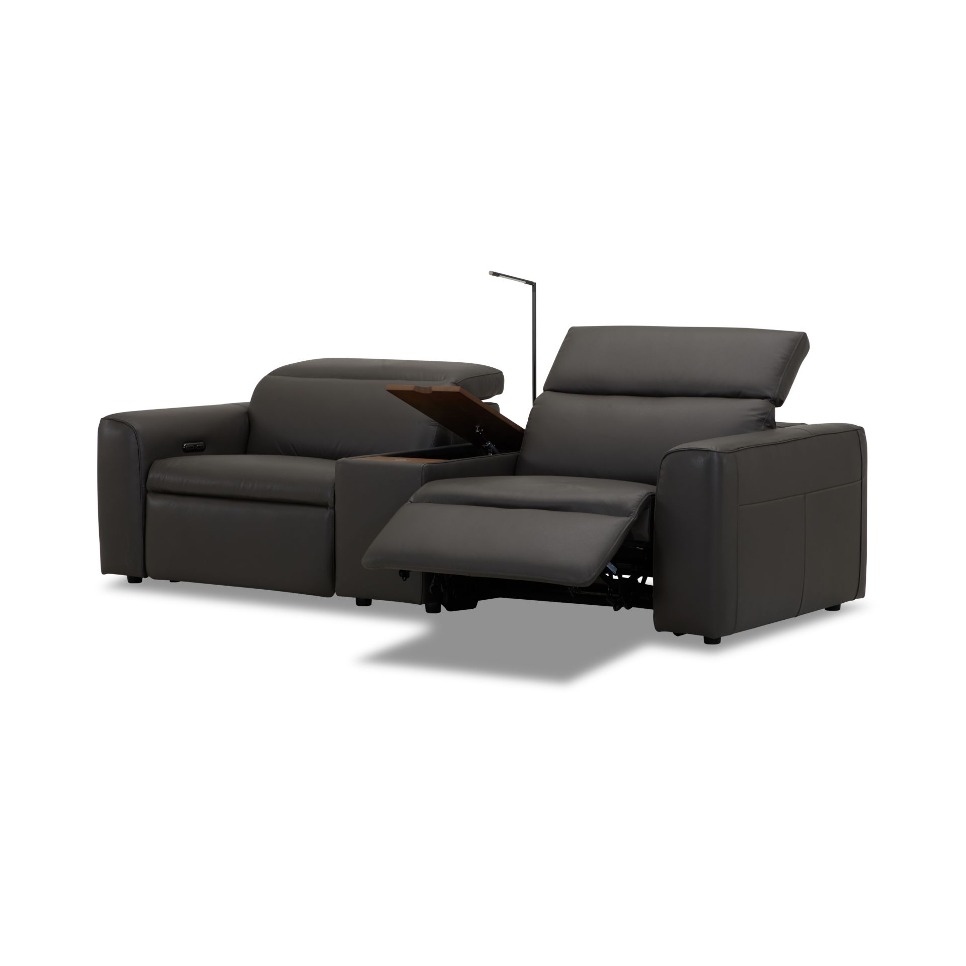 MONTEMART 100 Genuine Leather Power Reclining Sofa with Light