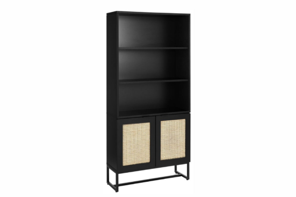 Picture of SAILOR 168x80cm Bookshelf with Rattan Design (Black)