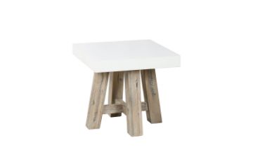 Picture of ANTON Solid Acacia Wood Square Lamp Table (White Concrete)