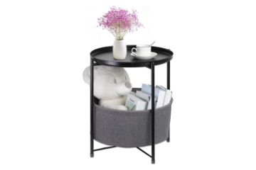 Picture of SASAKI Simple End Table with Basket and Removable Tray (Black)