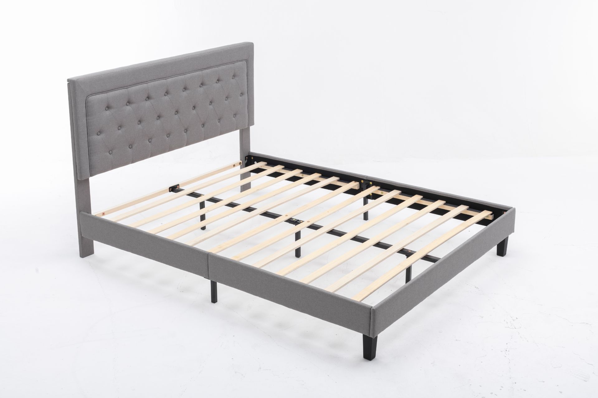 HARVEST Fabric Bed Frame In Queen (Grey)