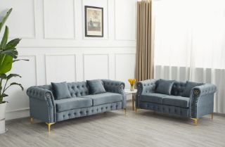 Picture of BONA Velvet Sofa Range  (Grey) - 3+2 Sofa Set
