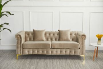 Picture of BONA Velvet Sofa Range (Dark Beige) - 3 Seater
