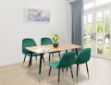 Picture of BIJOK 140 5PC Dining Set (Oak Finish Table & Green Velvet Chairs)