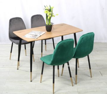 Picture of BIJOK 140 5PC Dining Set (Oak Finish Table & Grey Chairs)