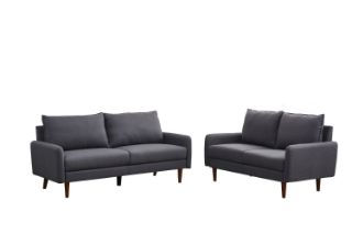 Picture of ZEN Fabric Sofa Range with Solid Wood Legs (Dark Grey) - 3+2 Sofa Set