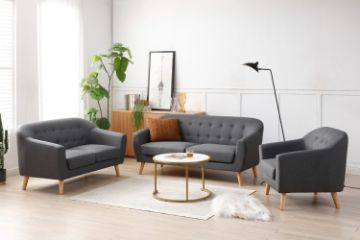 Picture of BRACKE Fabric Sofa Range (Grey) - 3+2 Sofa Set