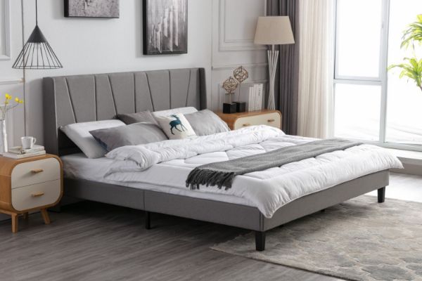 ALASKA Fabric Bed Frame (Grey) - Double Size
