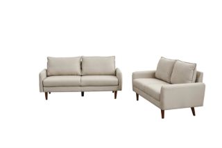Picture of ZEN Fabric Sofa Range with Solid Wood Legs (Beige) - 3+2 Seater