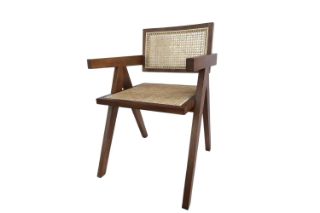 Picture of CHANDIGARH Solid Rubber Wood with Real Rattan Arm Chair (Walnut) - Each