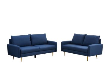 Picture of ZEN Fabric Sofa Range with Metal Legs (Dark Blue) - 3+2 Seater