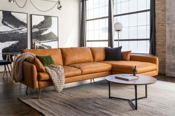 Picture of PARK Sectional Sofa (Chaise Facing Right) (Brown)