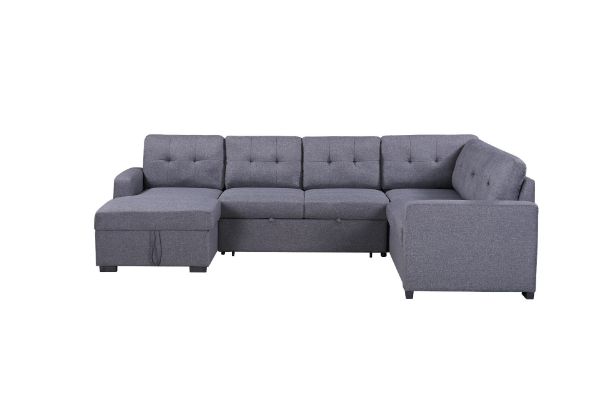 Picture of WINFLEX Fabric Sectional Pullout Sofa Bed (Grey) - Chaise Facing Left Sofa
