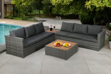 Picture of CONNERY Aluminium Sectional Outdoor Lounge Wicker Sofa Set