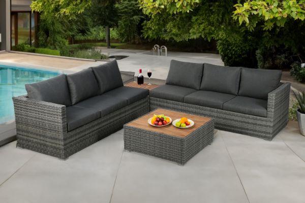 Picture of CONNERY Aluminum Frame Sectional Outdoor Wicker Sofa Set with Coffee Table & Corner Table