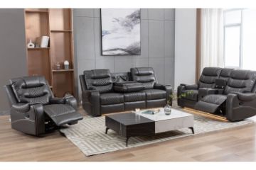 Picture of LAKELAND Reclining Sofa Range with Bluetooth Speaker and LED Lights (Grey)