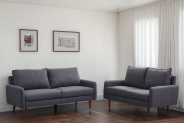 Picture of ZEN 3+2 Fabric Sofa Range with Solid Wood Legs  (Dark Grey)