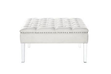 Picture of CLOVER Button Tufted Cocktail Ottoman (Cream White)