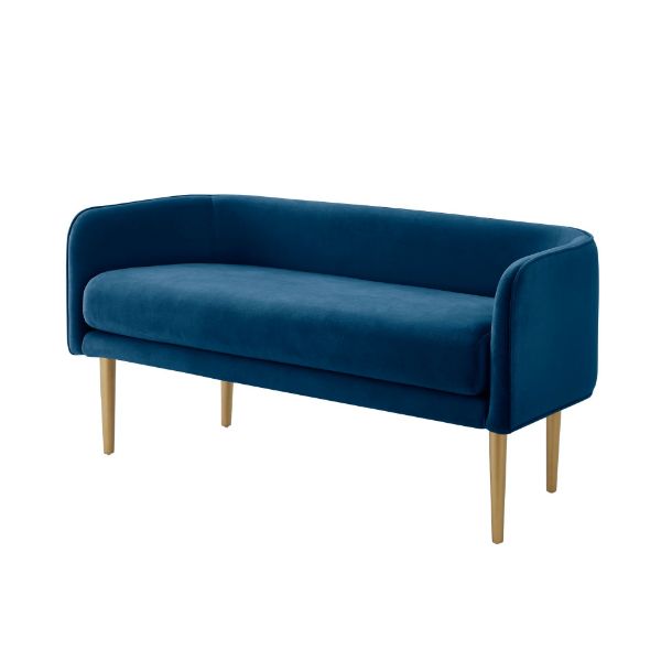 Picture of CLOVER Velvet Upholstered Bench with Powder Coated Gold Metal Legs
