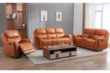 Picture of HARRY Air Leather Reclining Sofa Range with Console and Storage (Orange)