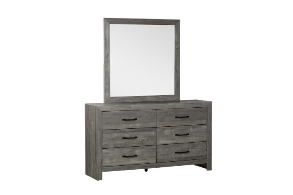 Picture of CROWN 6-Drawer Dressing Table with Mirror (Grey)