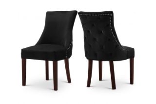 Picture of FRANKLIN Velvet Dining Chair with Solid Rubber Wood Legs (Black) - 2 Chairs in 1 Carton