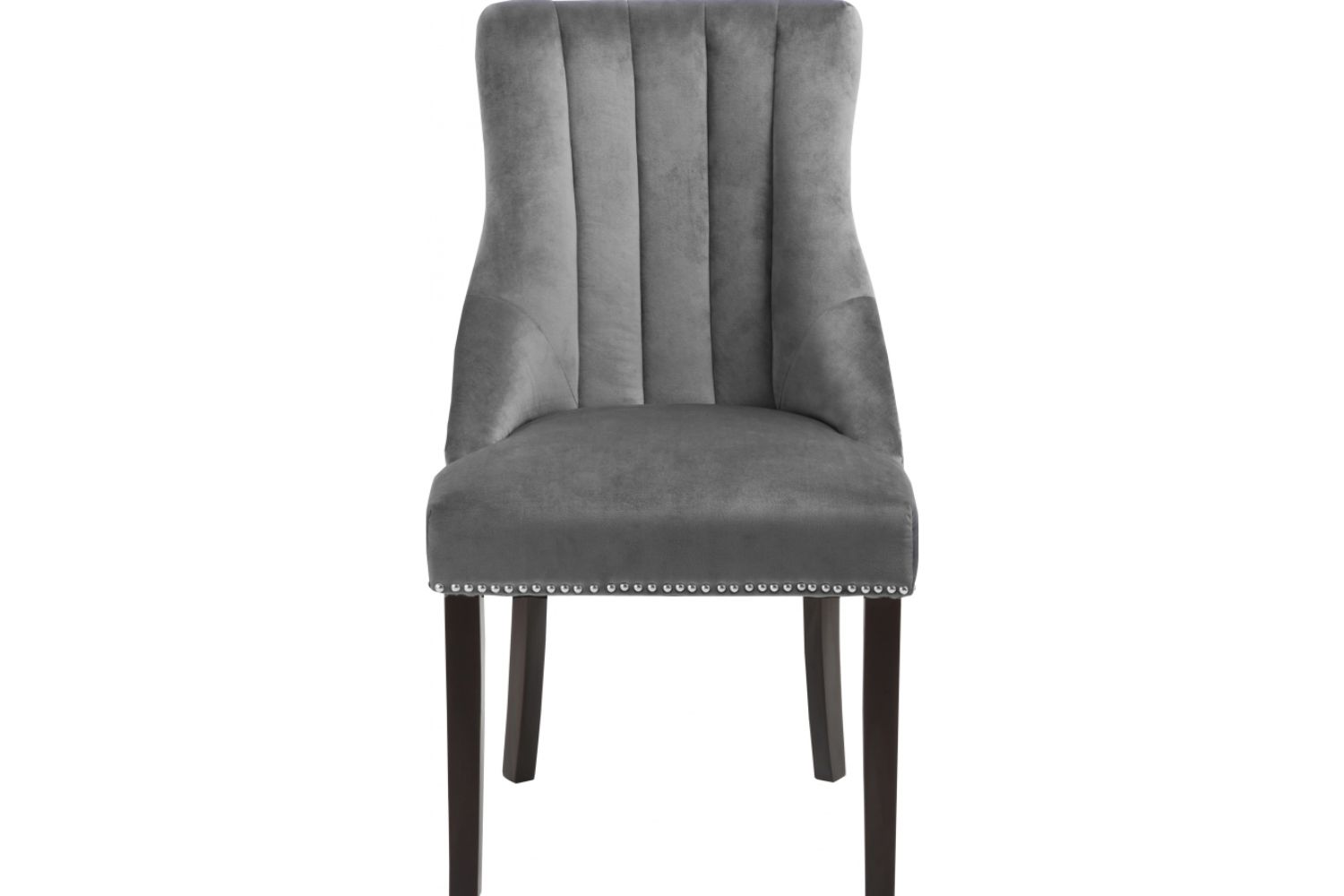 FRANKLIN Velvet Dining Chair with Solid Rubber Wood Legs (Dark Grey)