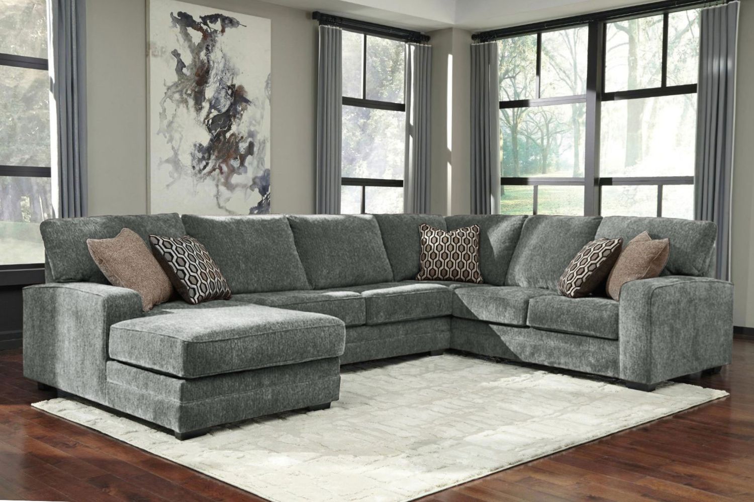 MIRA Sectional Sofa With Chaise (Grey）