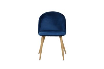 Picture of SOLIS Velvet Dining Chair with Wood Color Metal Legs (Blue) - Single