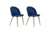 Picture of SOLIS Velvet Dining Chair with Wood Color Metal Legs (Blue) - Single